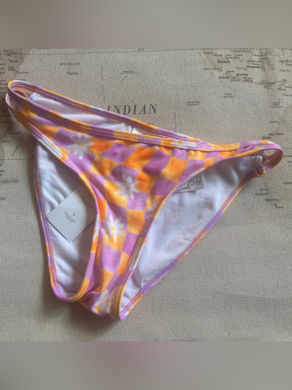 ZARA Checkered Daisy Print Bikini Bottom 8/9